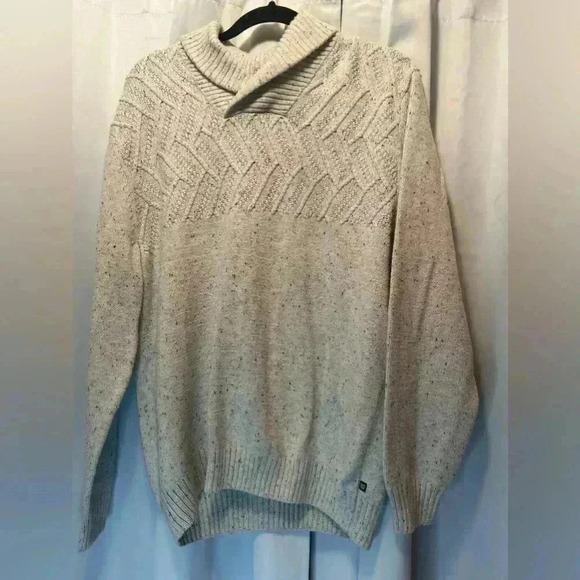 Chaps Men’s  L Cream Winter Fisherman’s Knit Shawl Neck Sweater - Picture 1 of 5